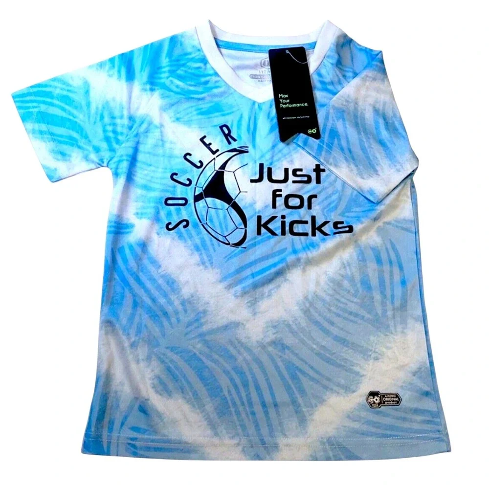 2‎ Piece CO+ Tech SZ 4XS Boy's Soccer Set  Blue White Shirt Short Just For Kicks